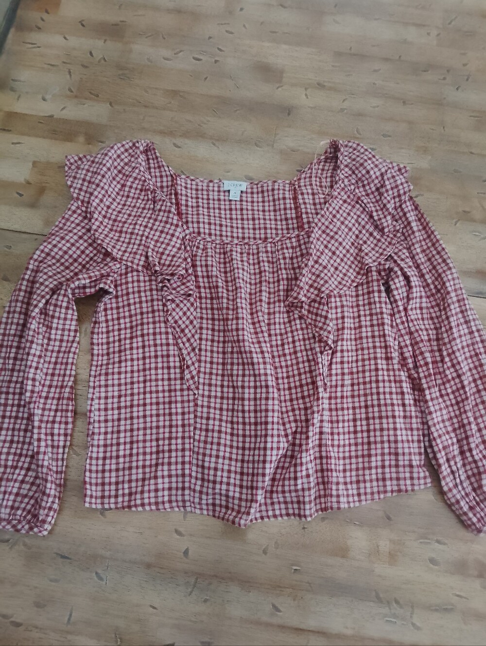 J.Crew Ruffled Gingham Women's Top in Red Med